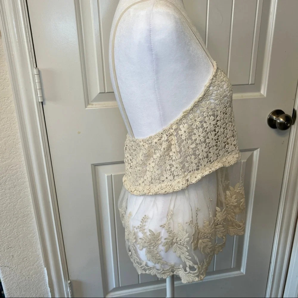 Just Me crochet and lace knit mesh tank/cami top, sz S - Picture 4 of 9